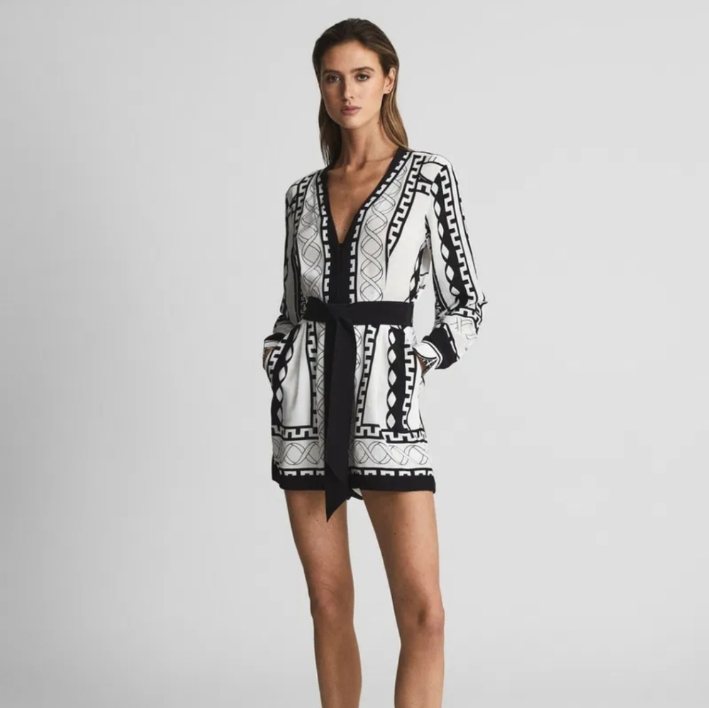 REISS Maya Printed Playsuit (No Waist Tie) Size 0